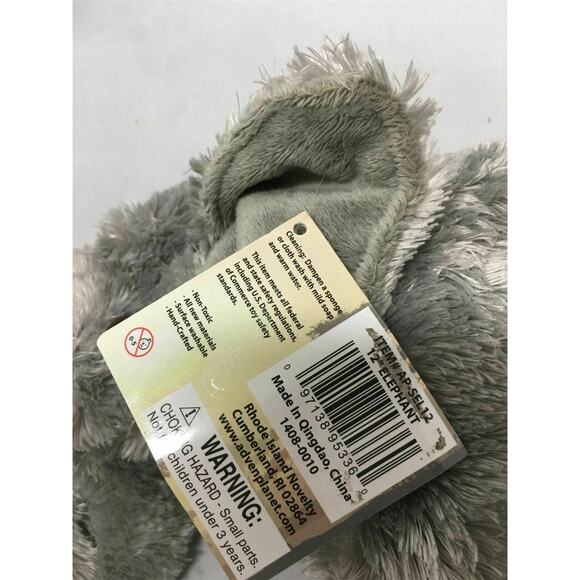 Adventure Planet 12" Gray Elephant with Tusk Plush - Picture 6 of 7